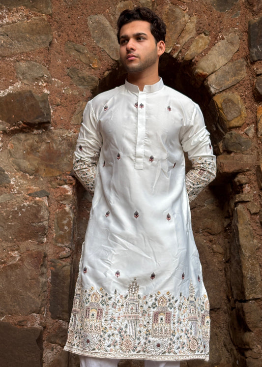 The Sheesh Mahal Ivory Silk Kurta