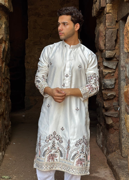 The Hathi Bagh Ivory Silk Kurta