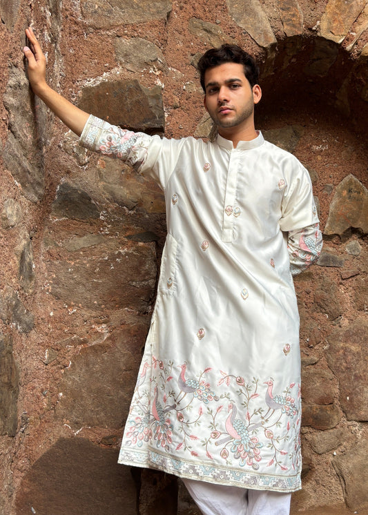The Morbagh Ivory Heritage Silk Kurta