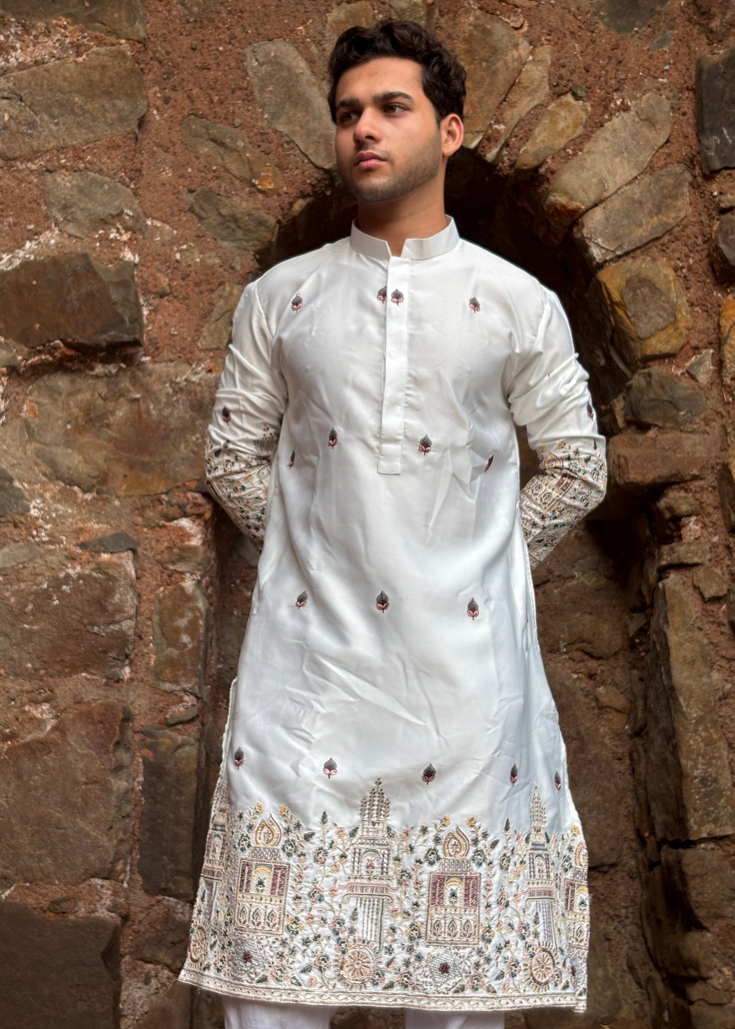 The Sheesh Mahal Ivory Silk Kurta