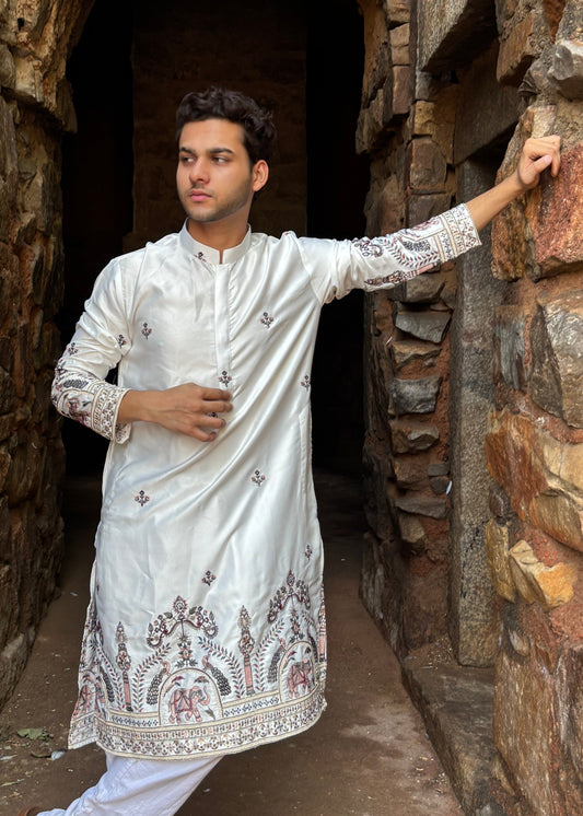 The Hathi Bagh Ivory Silk Kurta