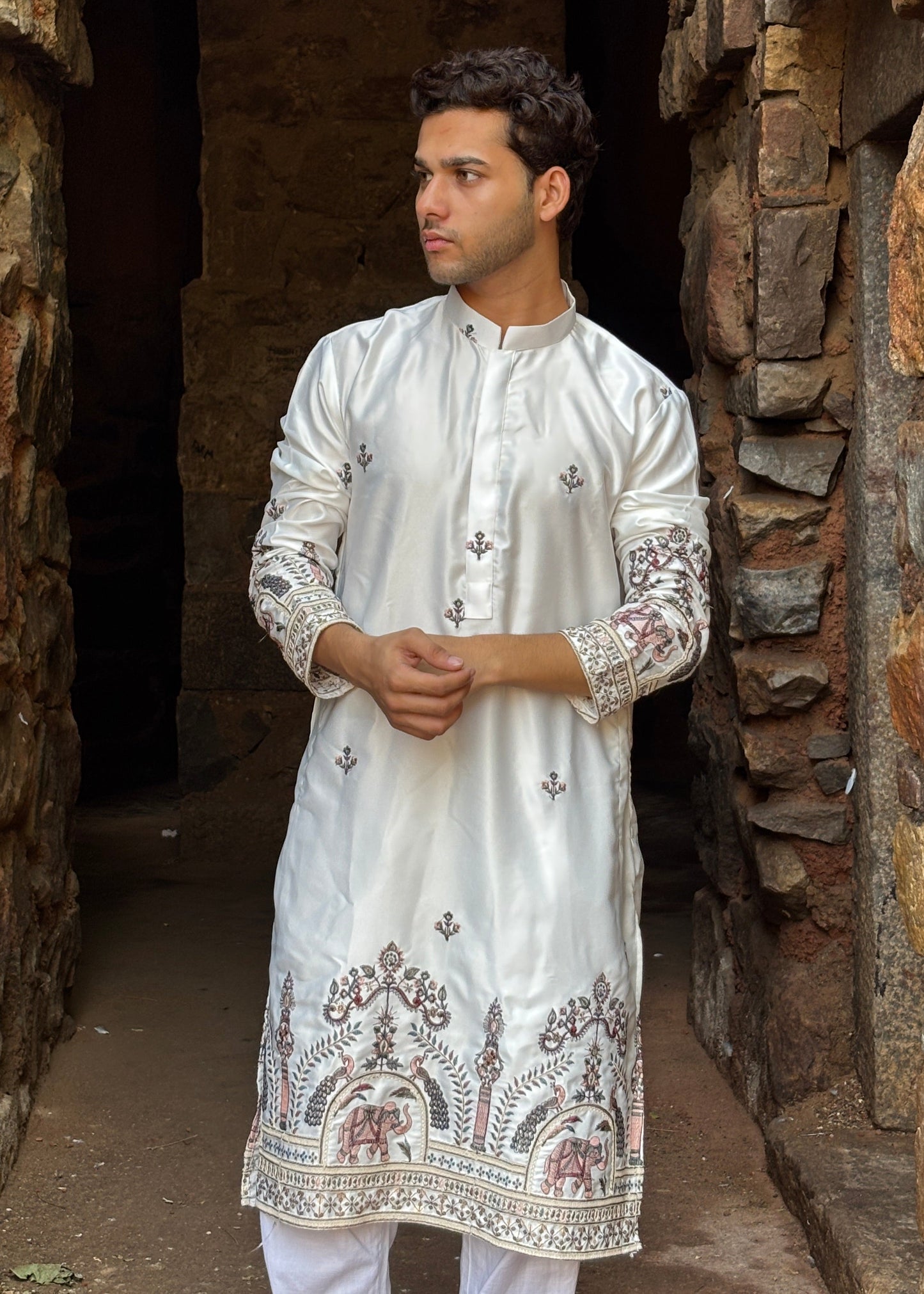 The Hathi Bagh Ivory Silk Kurta
