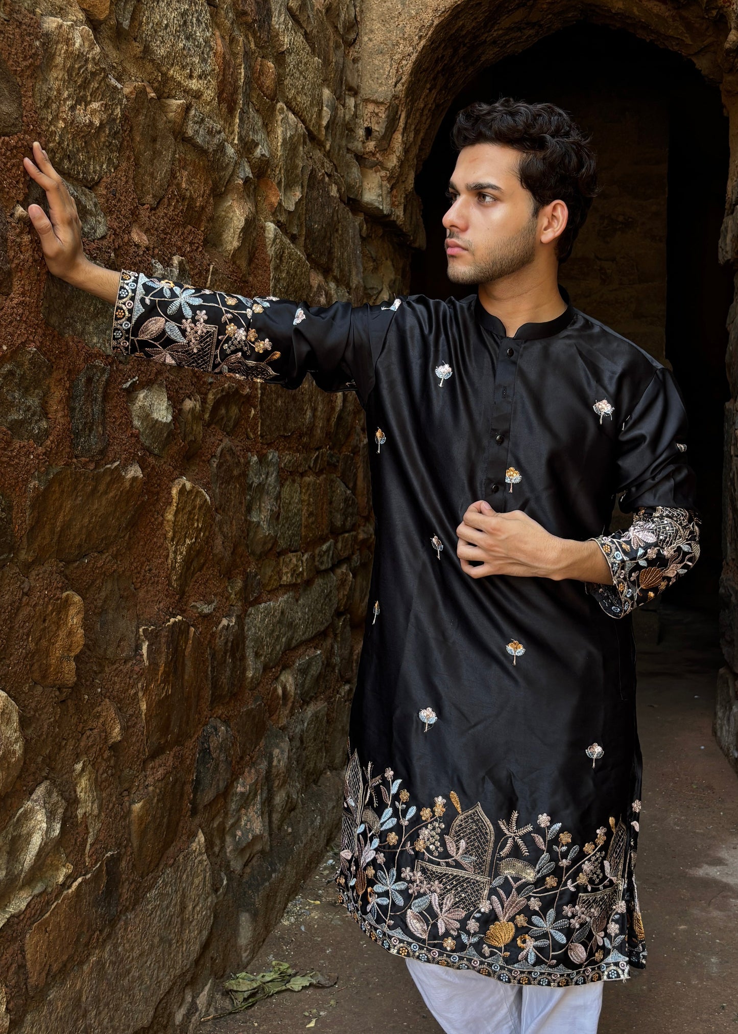 The Meherbaan Embroidered Silk Kurta